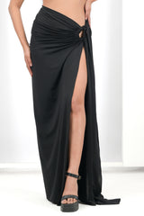 Scarlet Siren Draped Two-Piece Set(Black)