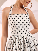 Polka Dot Lace Up Back Mini Dress