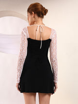 Black And White Lace Mini Dress