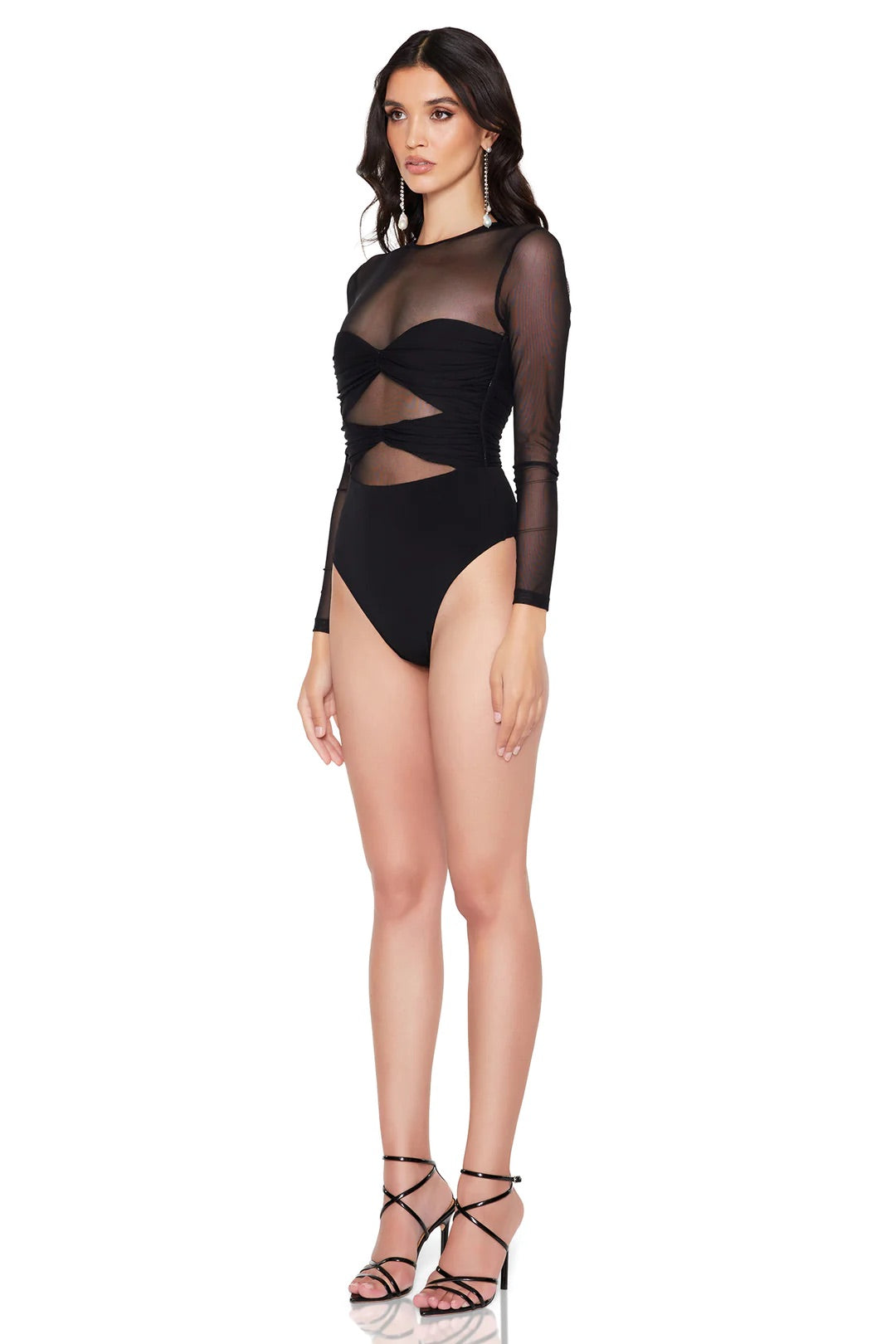 Cut out detail sheer body suit