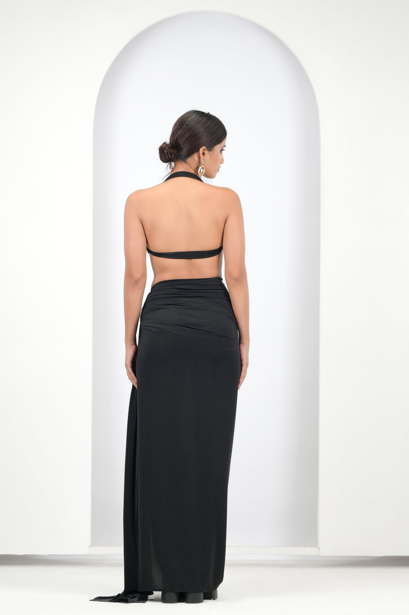 Scarlet Siren Draped Two-Piece Set(Black)