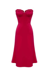 Bustier draped midi dress