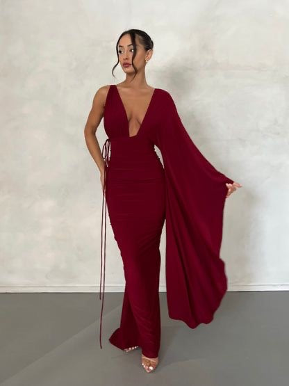 Backless one extended long sleeves Dress
