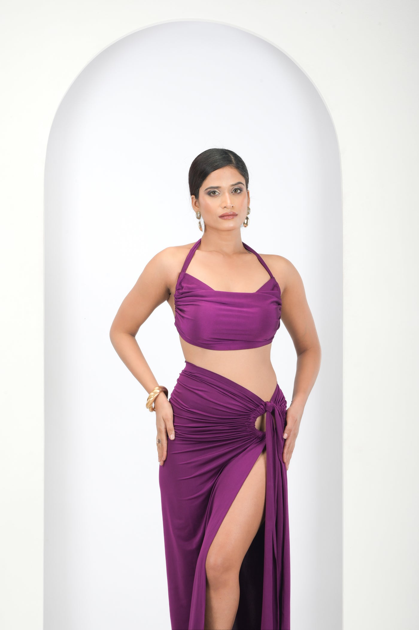 Scarlet Siren Draped Two-Piece Set (Purple)