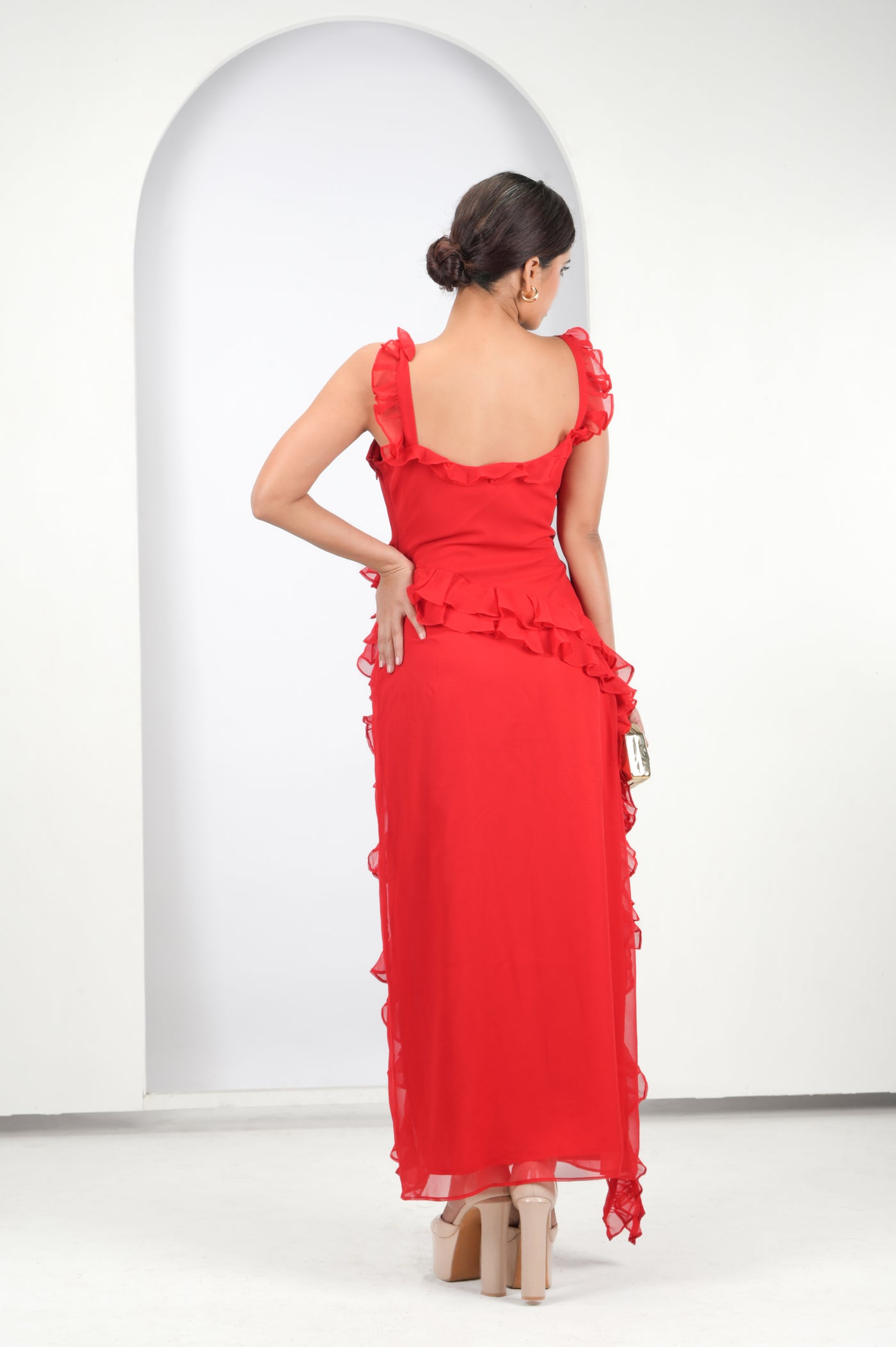 Red ruffle dress