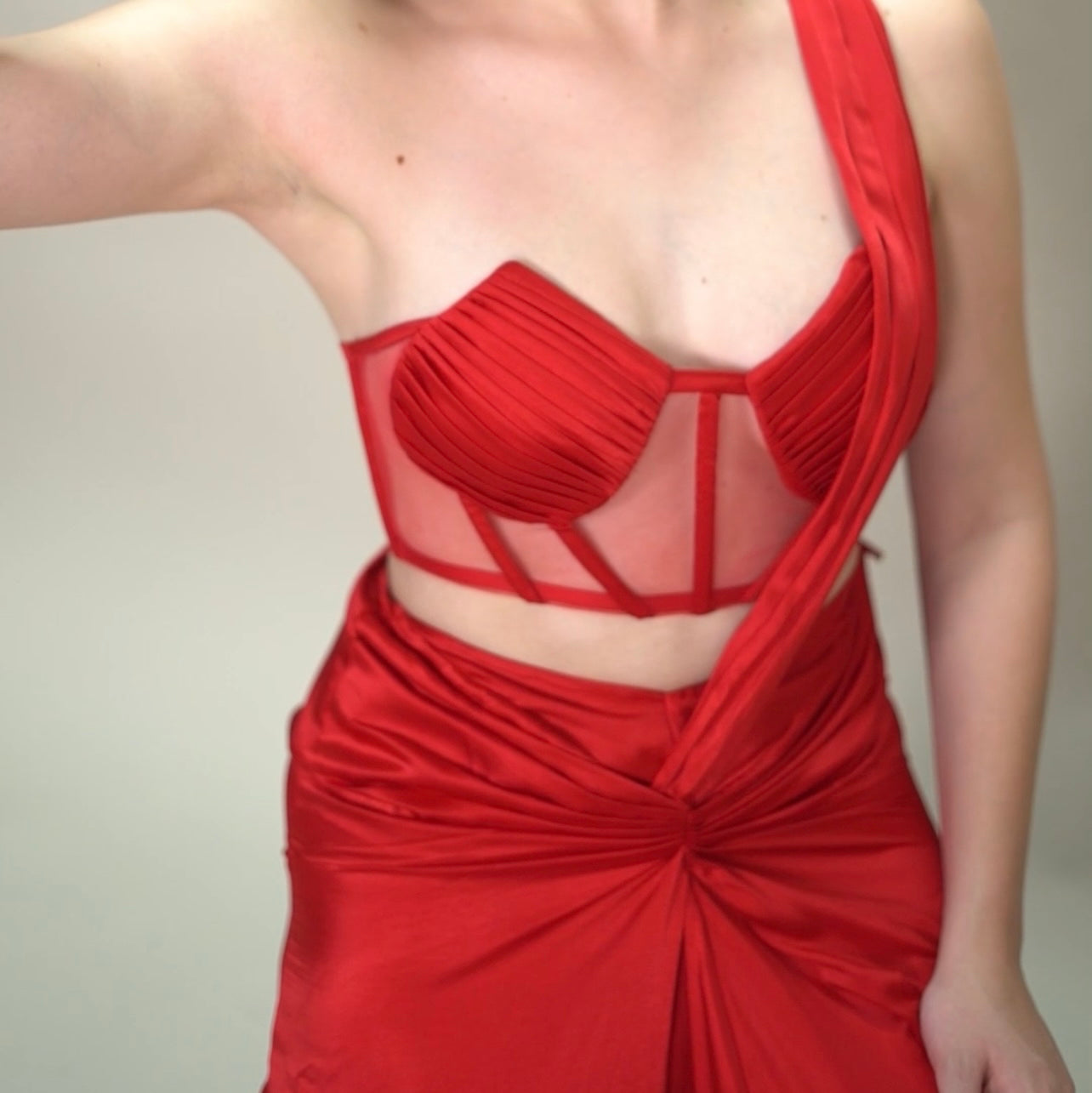 Flaming Red saree with corset