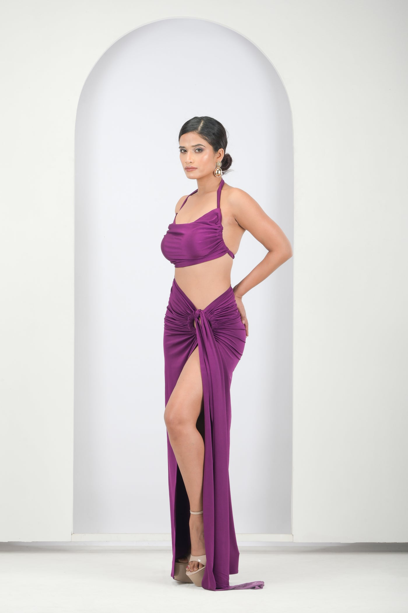 Scarlet Siren Draped Two-Piece Set (Purple)