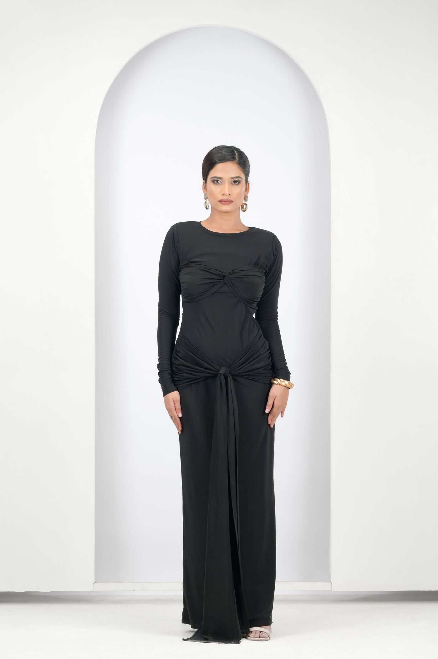 Black knot maxi dress