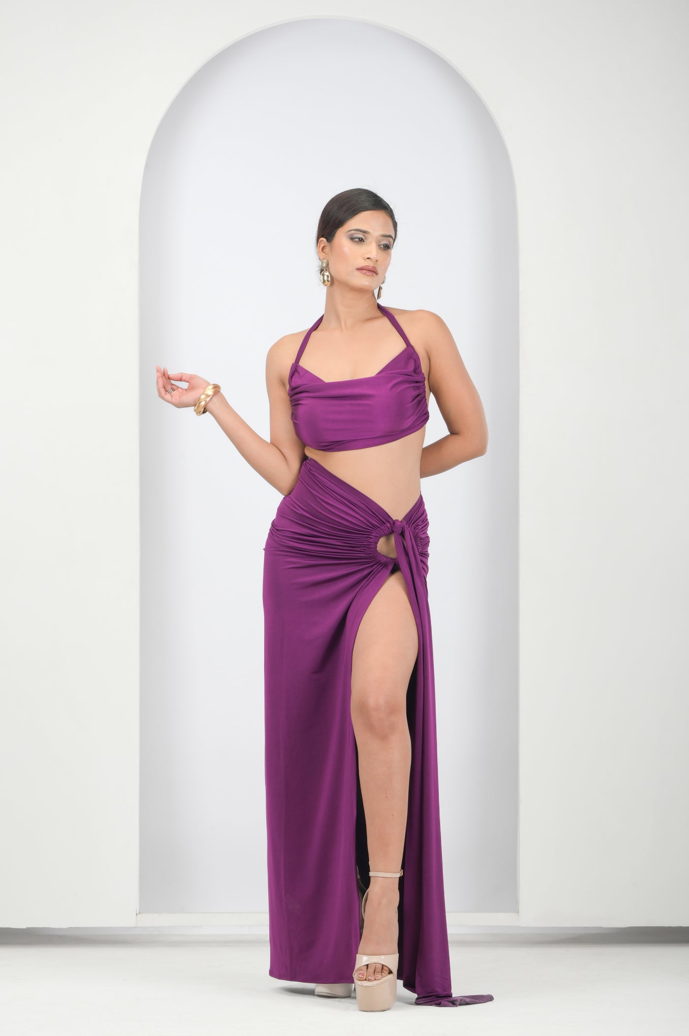 Scarlet Siren Draped Two-Piece Set (Purple)