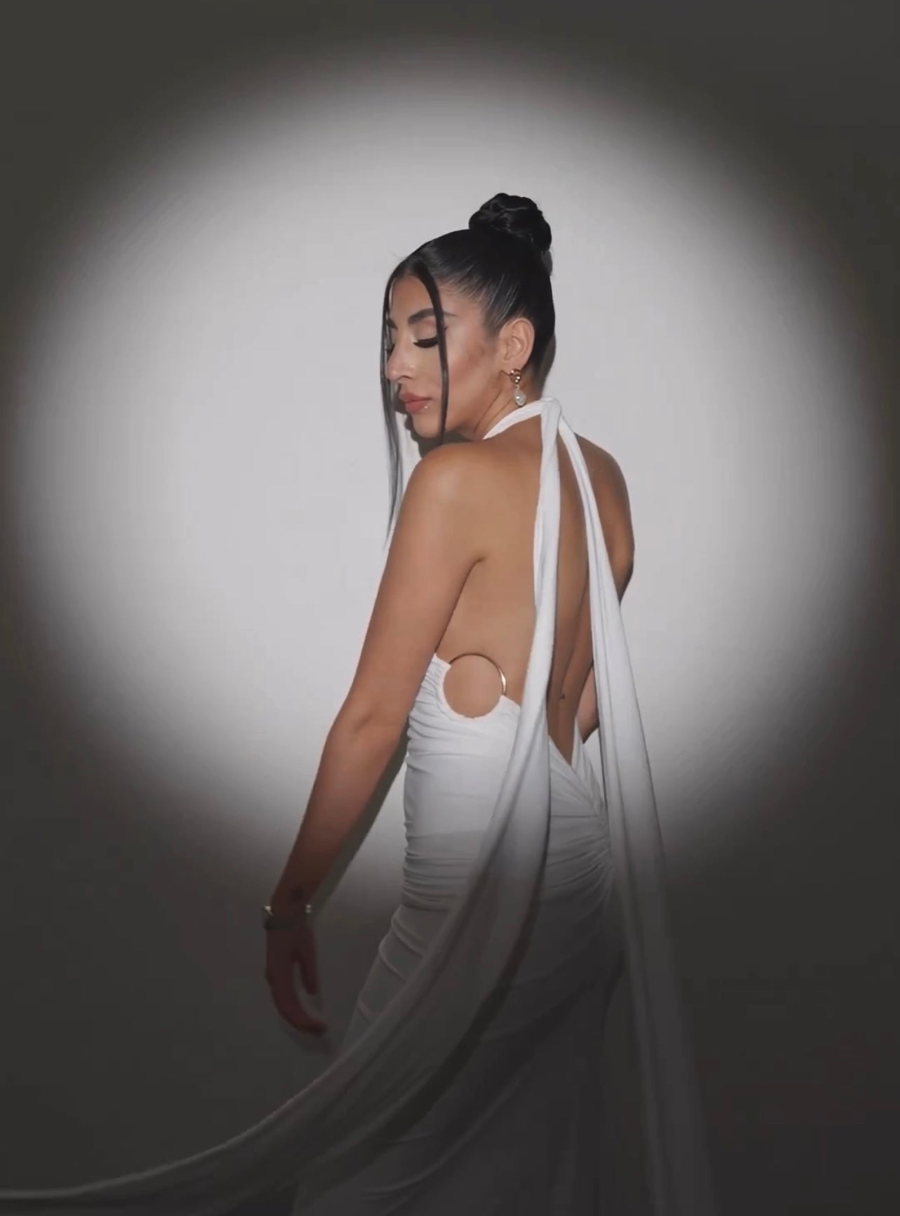 White lace up multiple tie backless dress — premium backless dress by Label Shalini