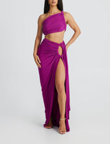 Scarlet Siren Draped Two-Piece Set(Purple)