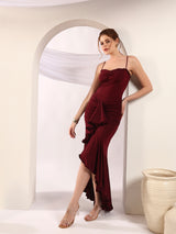 Ruffled Front Midi Dress