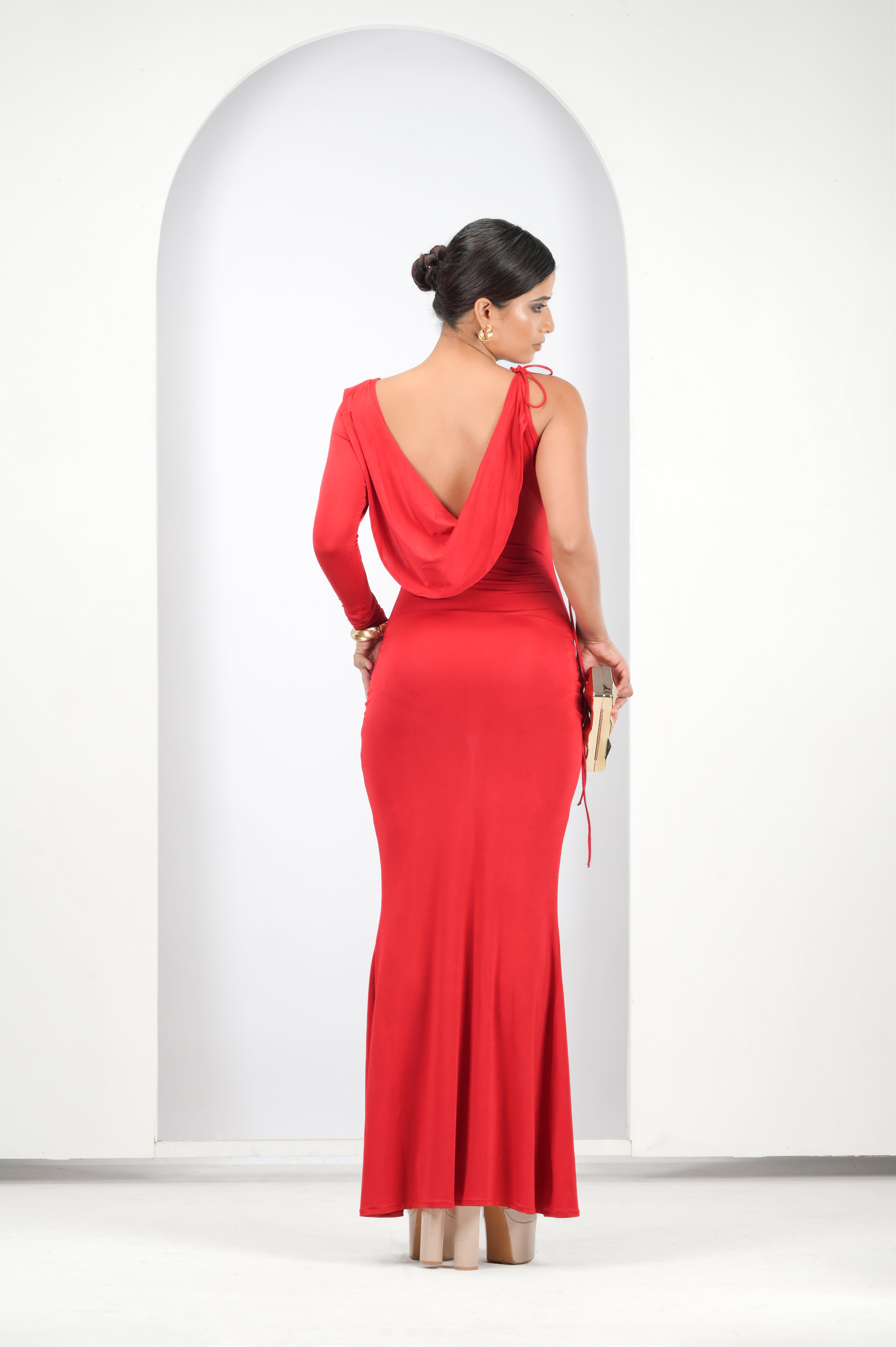 Cowl Neck Backless Maxi Dress XL