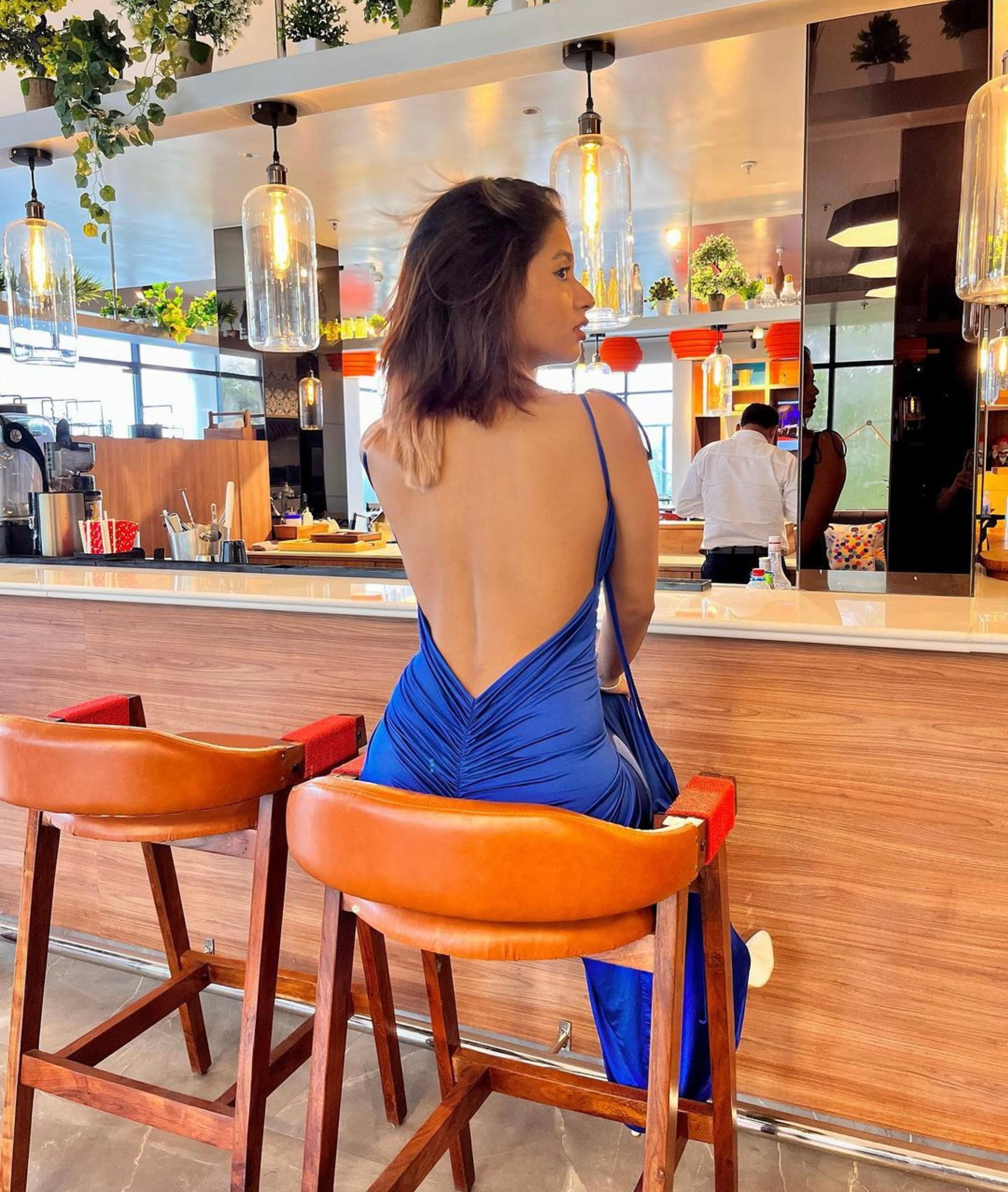 Draped backless dress