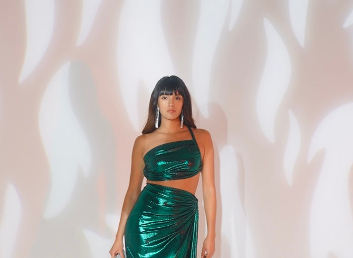 Green Goddess Backless Draped Top