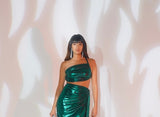 Green Goddess Backless Draped Top