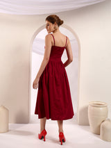 Bustier Corset Midi Dress with Spaghetti Straps