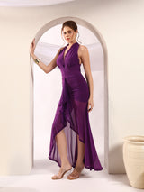Royal Ruffle Halter Neck Dress