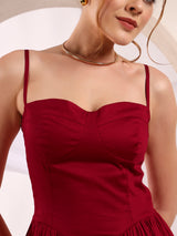 Bustier Corset Midi Dress with Spaghetti Straps