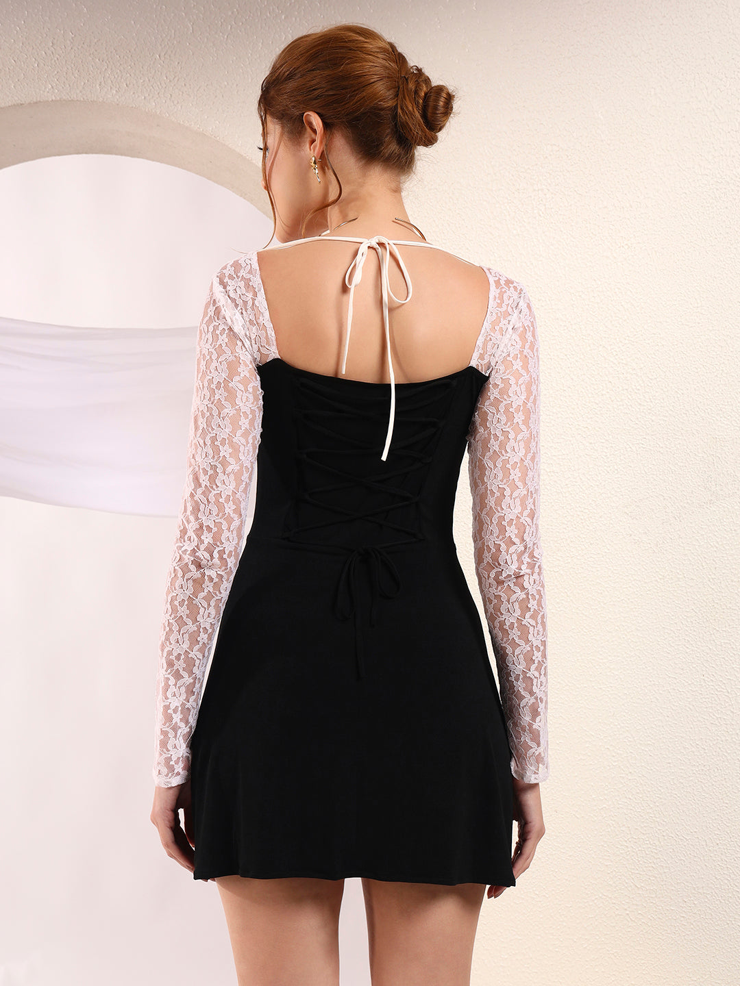 Black And White Lace Mini Dress