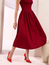 Bustier Corset Midi Dress with Spaghetti Straps