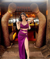 Scarlet Siren Draped Two-Piece Set(Purple)