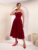 Bustier Corset Midi Dress with Spaghetti Straps