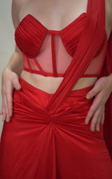 Flaming Red saree with corset