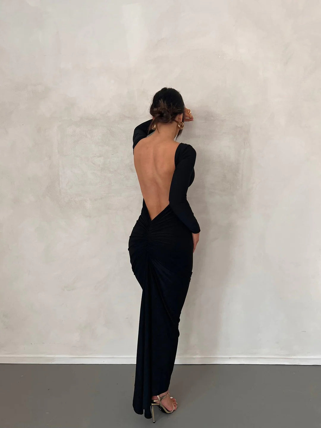 complete backless dress Gray Backless Dress ATFIRSTSIGHT STUDIO