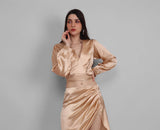 Champagne Satin Full-Sleeve Top