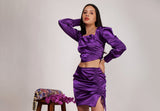 Glamour Gather Purple Bishop-Sleeve Top