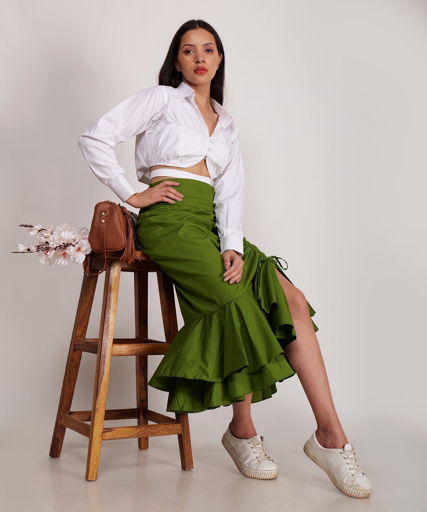 Crop Shirt with Statement Skirt — premium co-ord set by Label Shalini
