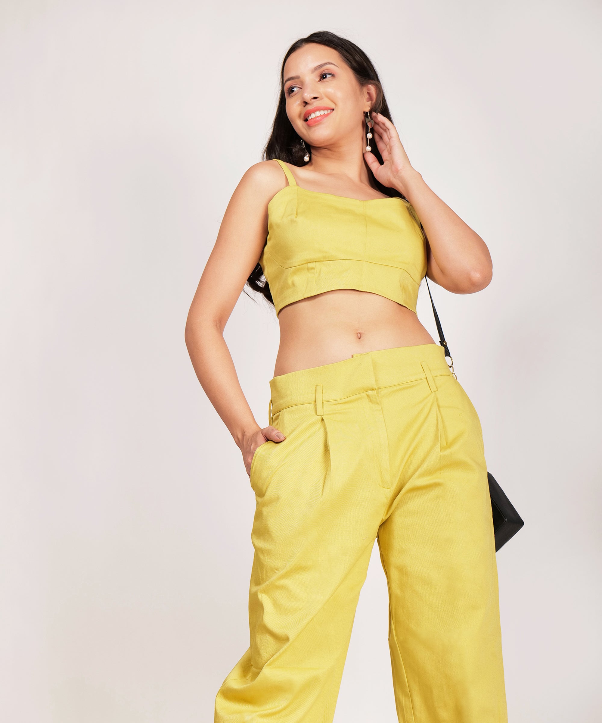 High raise Pants with matching Crop Top