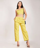 High raise Pants with matching Crop Top