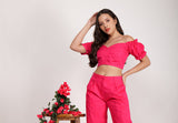 Divine Strawberry Off-Shoulder Puff Top