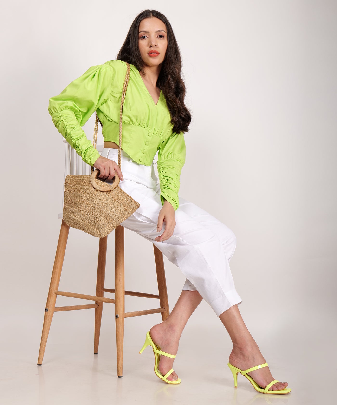 Corset waist cropped shirt — premium co-ord set by Label Shalini