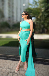 Ocean Green Top, shown with the matching bottom from the Ocean Green Top & Wrap Skirt Set (sold separately)