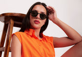 Orange Button-Front Shirt