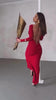 Red Full sleeves backless Dress