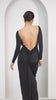 Black full sleeves backless dress