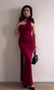 Burgundy Red one shoulder backless dress