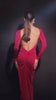 Burgundy Red full sleeves backless dress