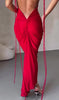 One shoulder backless draped dress(Red)