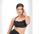 Scarlet Siren Draped Crop Top in Black