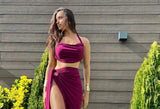 Scarlet Siren Draped Crop Top in Purple