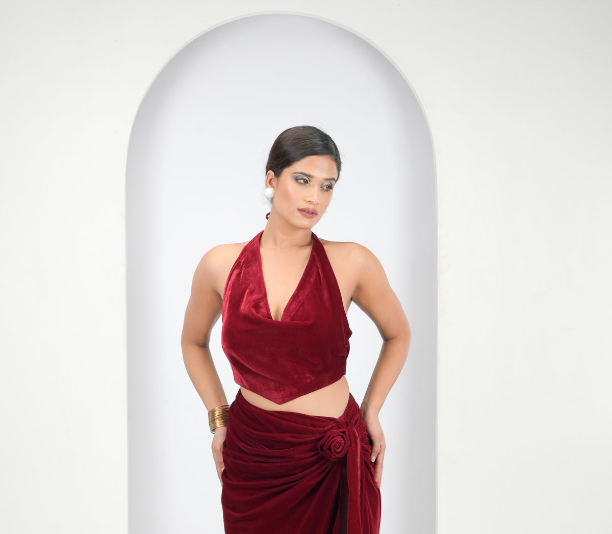 Velvet Petal Halter Top