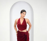 Velvet Petal Halter Top
