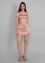 Rose side cut mini skirt with cami top