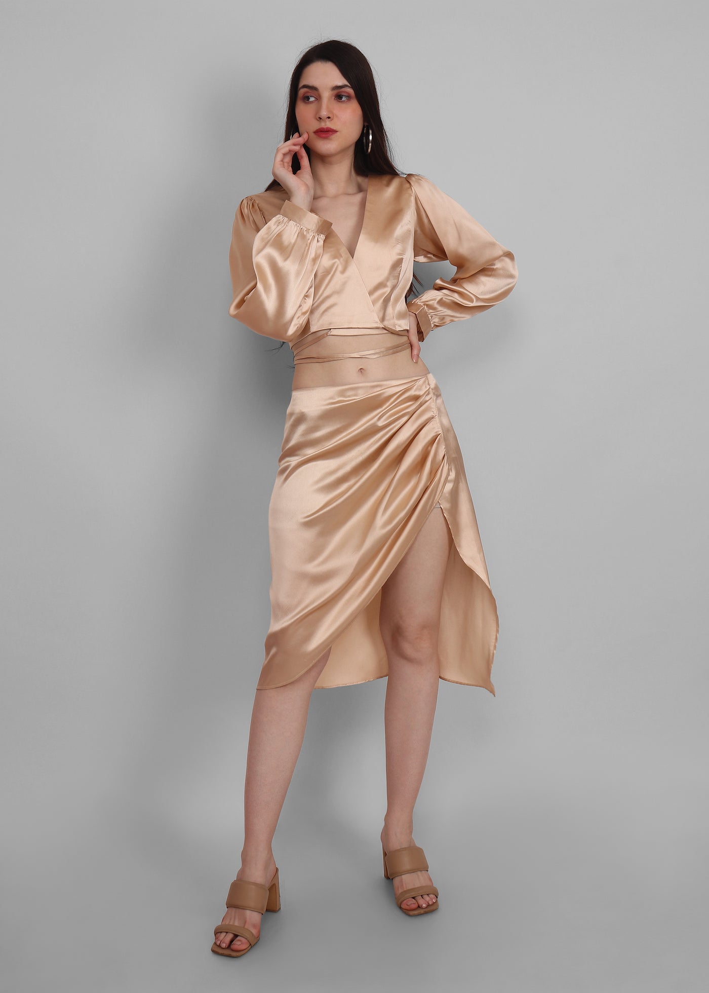 Champagne satin set — premium co-ord set by Label Shalini