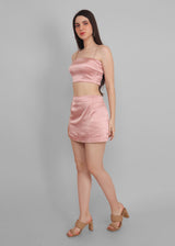 Rose side cut mini skirt with cami top